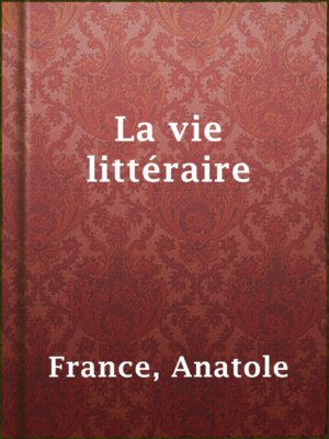 cover image of La vie littéraire